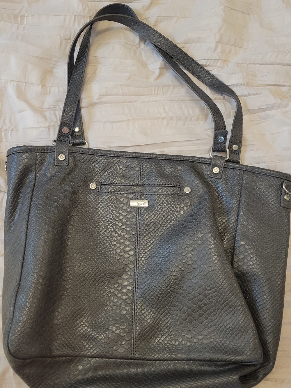 Jewell Stylish Black Textured Tote Bag